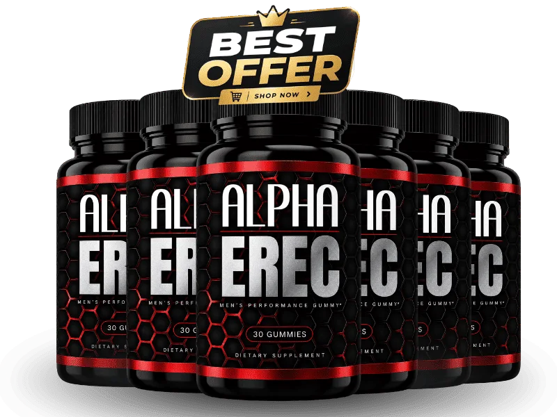Six-bottle best-value package of AlphaErec men's performance gummies with free shipping