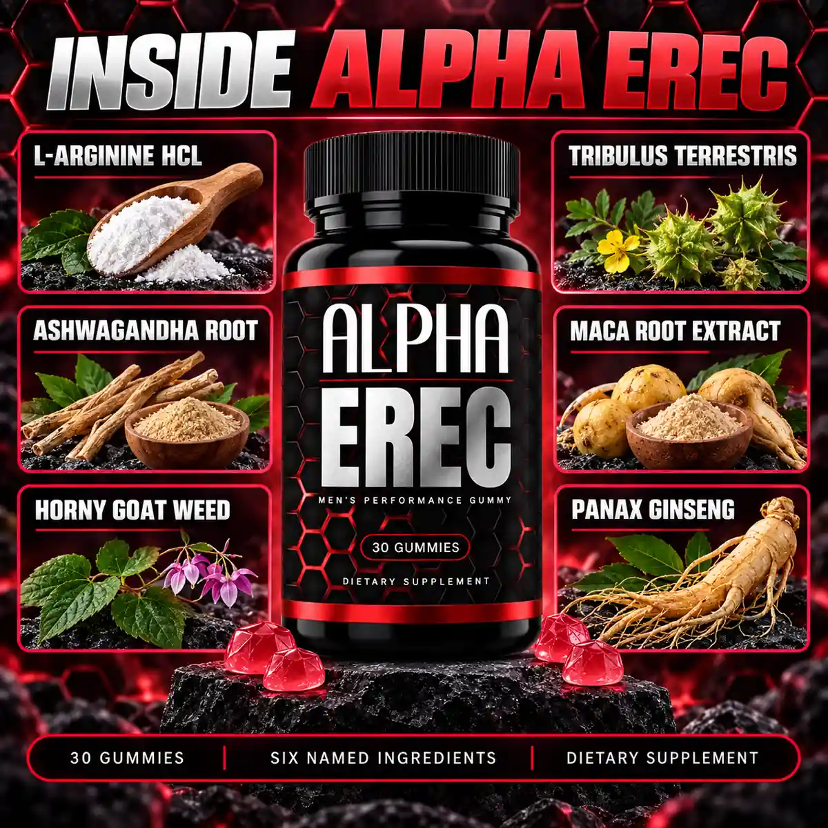 Illustration made for this site of the six named Alpha Erec ingredients