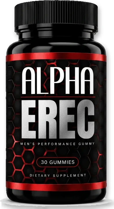 Alpha Erec bottle, front label, 30 gummies